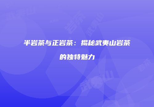 半岩茶与正岩茶：揭秘武夷山岩茶的独特魅力