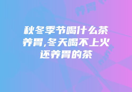 秋冬季节喝什么茶养胃,冬天喝不上火还养胃的茶