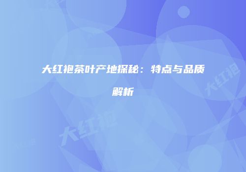 大红袍茶叶产地探秘：特点与品质解析