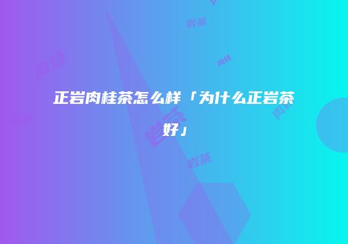 正岩肉桂茶怎么样「为什么正岩茶好」