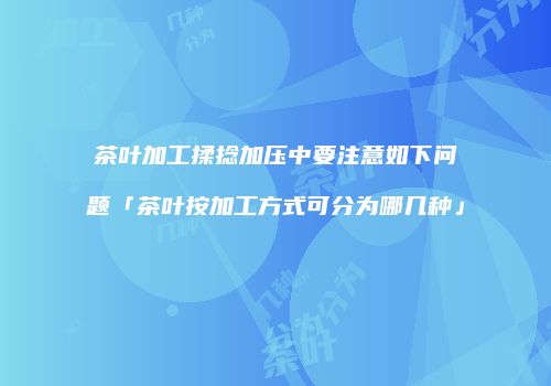 茶叶加工揉捻加压中要注意如下问题「茶叶按加工方式可分为哪几种」