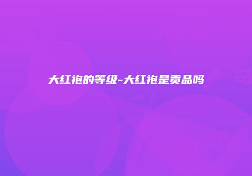 大红袍的等级-大红袍是贡品吗