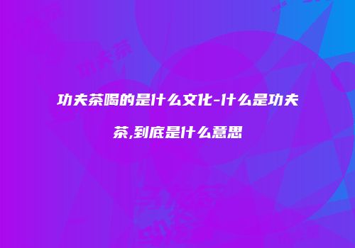功夫茶喝的是什么文化-什么是功夫茶,到底是什么意思