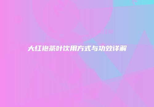 大红袍茶叶饮用方式与功效详解
