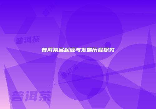 普洱茶名起源与发展历程探究