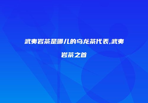 武夷岩茶是哪儿的乌龙茶代表,武夷岩茶之首