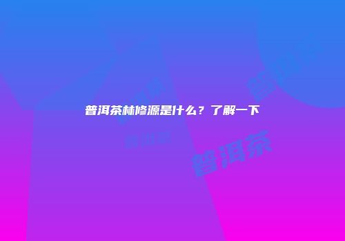 普洱茶林修源是什么？了解一下