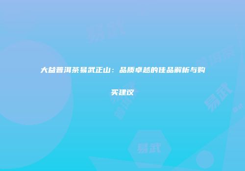 大益普洱茶易武正山：品质卓越的佳品解析与购买建议