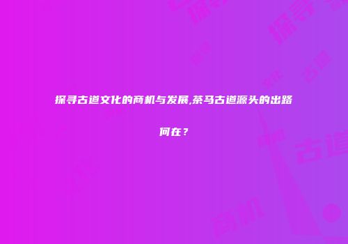探寻古道文化的商机与发展,茶马古道源头的出路何在？