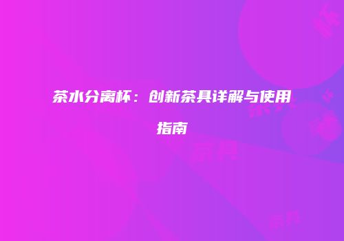 茶水分离杯：创新茶具详解与使用指南