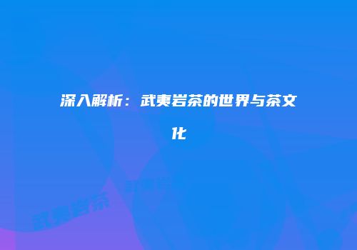 深入解析：武夷岩茶的世界与茶文化