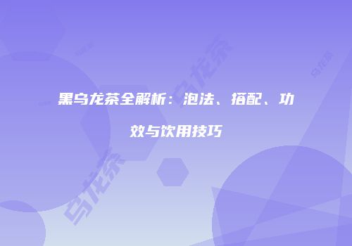黑乌龙茶全解析：泡法、搭配、功效与饮用技巧