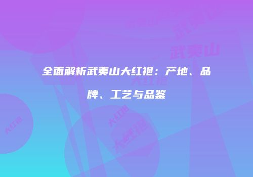全面解析武夷山大红袍：产地、品牌、工艺与品鉴