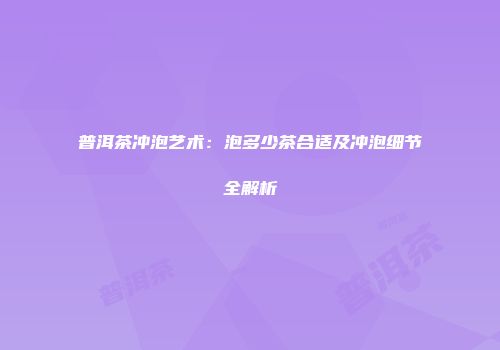 普洱茶冲泡艺术：泡多少茶合适及冲泡细节全解析
