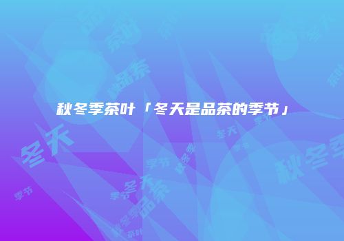 秋冬季茶叶「冬天是品茶的季节」