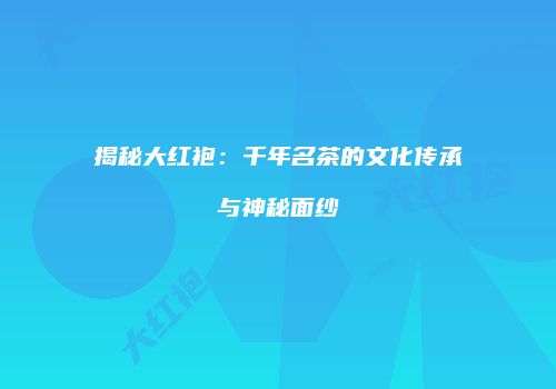 揭秘大红袍：千年名茶的文化传承与神秘面纱