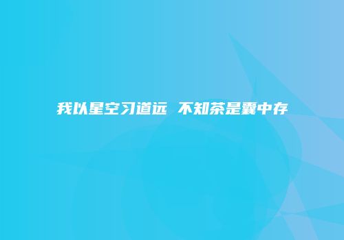 我以星空习道远 不知茶是囊中存