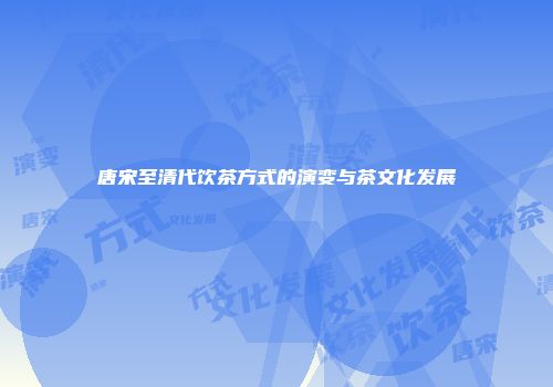 唐宋至清代饮茶方式的演变与茶文化发展