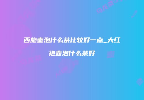西施壶泡什么茶比较好一点_大红袍壶泡什么茶好
