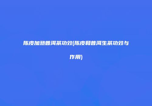 陈皮加熟普洱茶功效(陈皮和普洱生茶功效与作用)