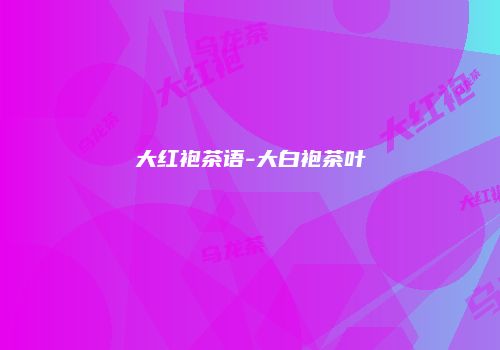 大红袍茶语-大白袍茶叶