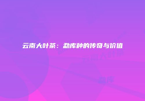 云南大叶茶：勐库种的传奇与价值