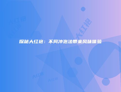 探秘大红袍：不同冲泡法带来风味体验