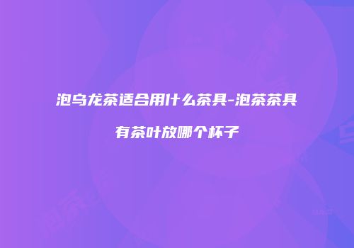 泡乌龙茶适合用什么茶具-泡茶茶具有茶叶放哪个杯子