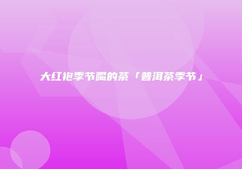 大红袍季节喝的茶「普洱茶季节」