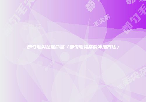 都匀毛尖是谁命名「都匀毛尖茶的冲泡方法」