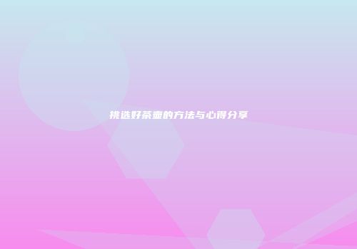 挑选好茶壶的方法与心得分享