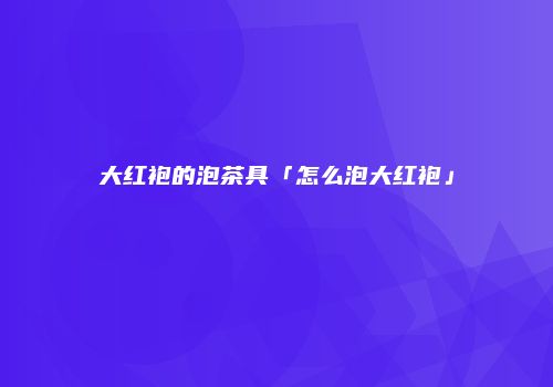 大红袍的泡茶具「怎么泡大红袍」
