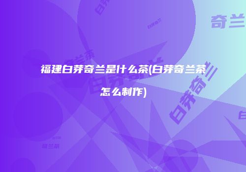 福建白芽奇兰是什么茶(白芽奇兰茶怎么制作)