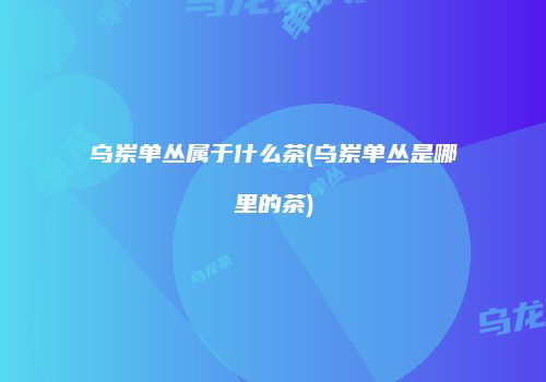 乌岽单丛属于什么茶(乌岽单丛是哪里的茶)