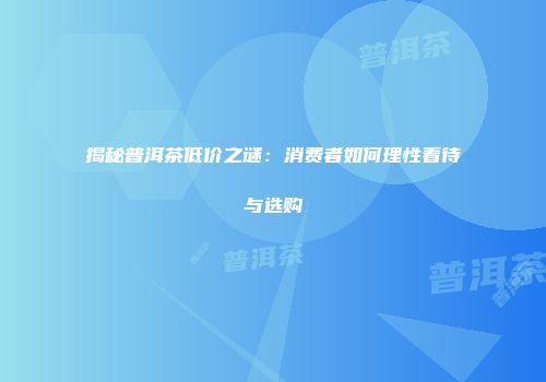 揭秘普洱茶低价之谜：消费者如何理性看待与选购