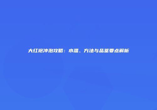 大红袍冲泡攻略：水温、方法与品鉴要点解析