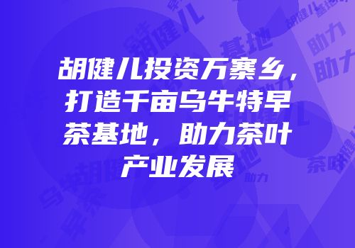 胡健儿投资万寨乡，打造千亩乌牛特早茶基地，助力茶叶产业发展