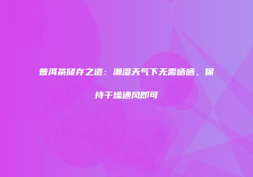 普洱茶储存之道：潮湿天气下无需晒晒，保持干燥通风即可