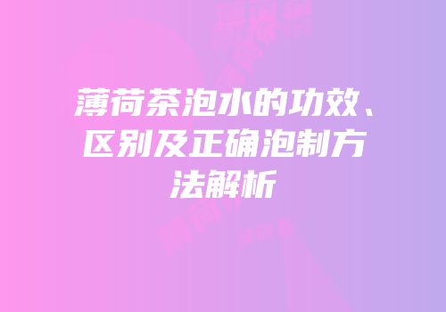 薄荷茶泡水的功效、区别及正确泡制方法解析