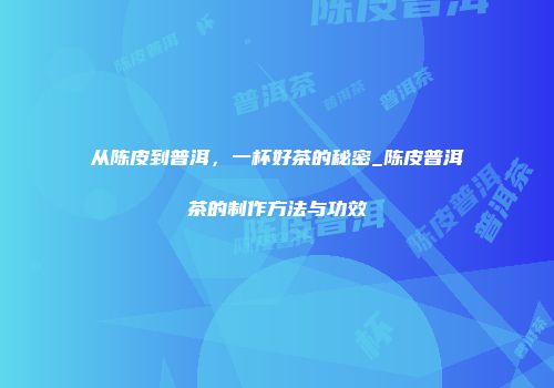 从陈皮到普洱，一杯好茶的秘密_陈皮普洱茶的制作方法与功效