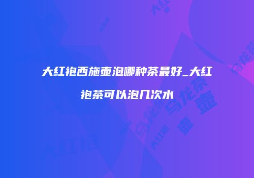 大红袍西施壶泡哪种茶最好_大红袍茶可以泡几次水
