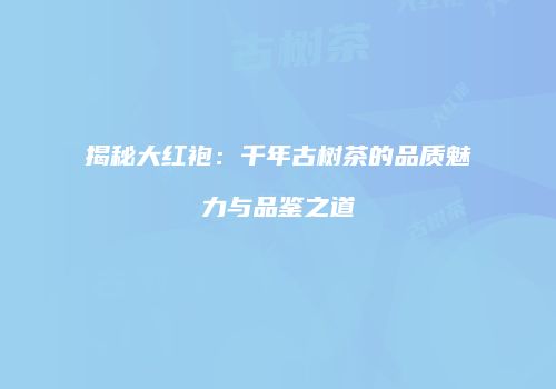 揭秘大红袍：千年古树茶的品质魅力与品鉴之道