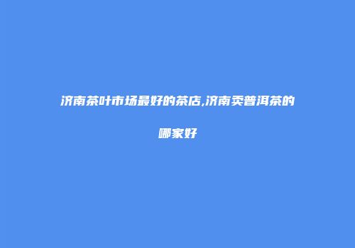济南茶叶市场最好的茶店,济南卖普洱茶的哪家好