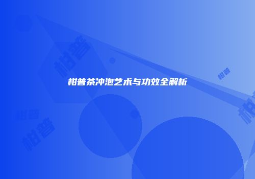 柑普茶冲泡艺术与功效全解析