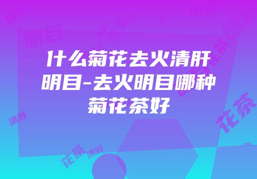 什么菊花去火清肝明目-去火明目哪种菊花茶好