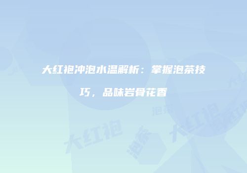 大红袍冲泡水温解析：掌握泡茶技巧，品味岩骨花香
