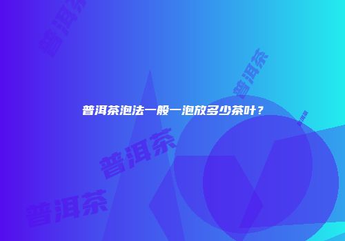 普洱茶泡法一般一泡放多少茶叶？