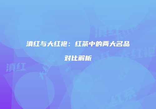 滇红与大红袍：红茶中的两大名品对比解析
