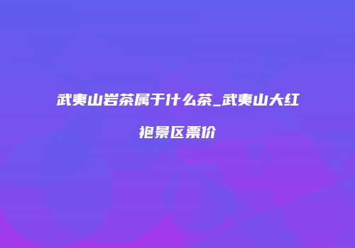 武夷山岩茶属于什么茶_武夷山大红袍景区票价