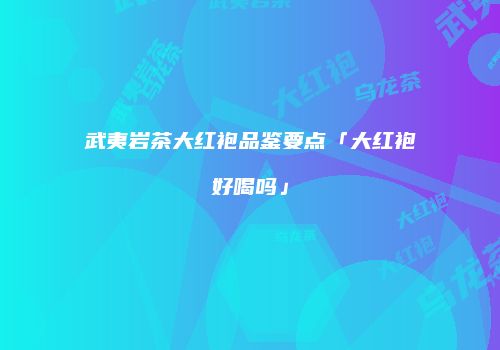 武夷岩茶大红袍品鉴要点「大红袍好喝吗」